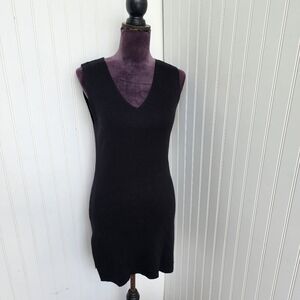 LOFT Sleeveless Ribbed Black Lighweight Sweater Dress Women's Knit Sz XS
